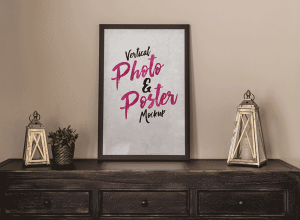 垂直照片和海报设计 Mokups 模版-Vertical Photo & Poster Mockup 1