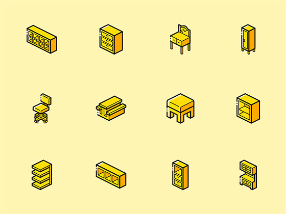60 枚家具轴测图标素材之家精选sketch素材