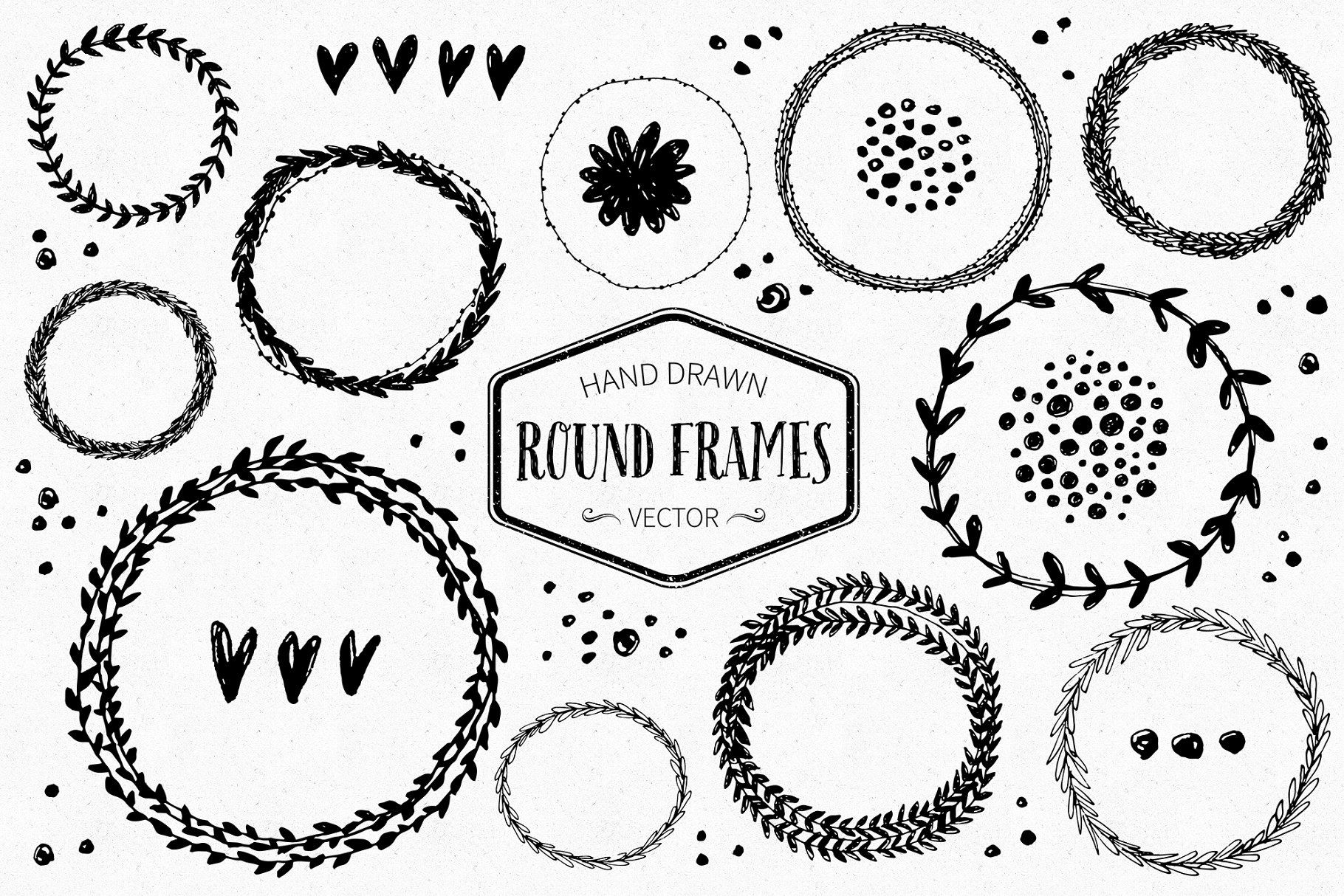 手绘树枝羽毛油墨剪贴插画 Inky Goods Vector Graphics插图(3)