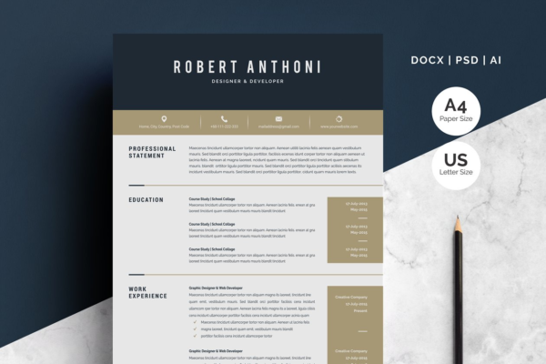 经典实用个人简历模板下载 Word Resume Temlate | 4 Pages Pack