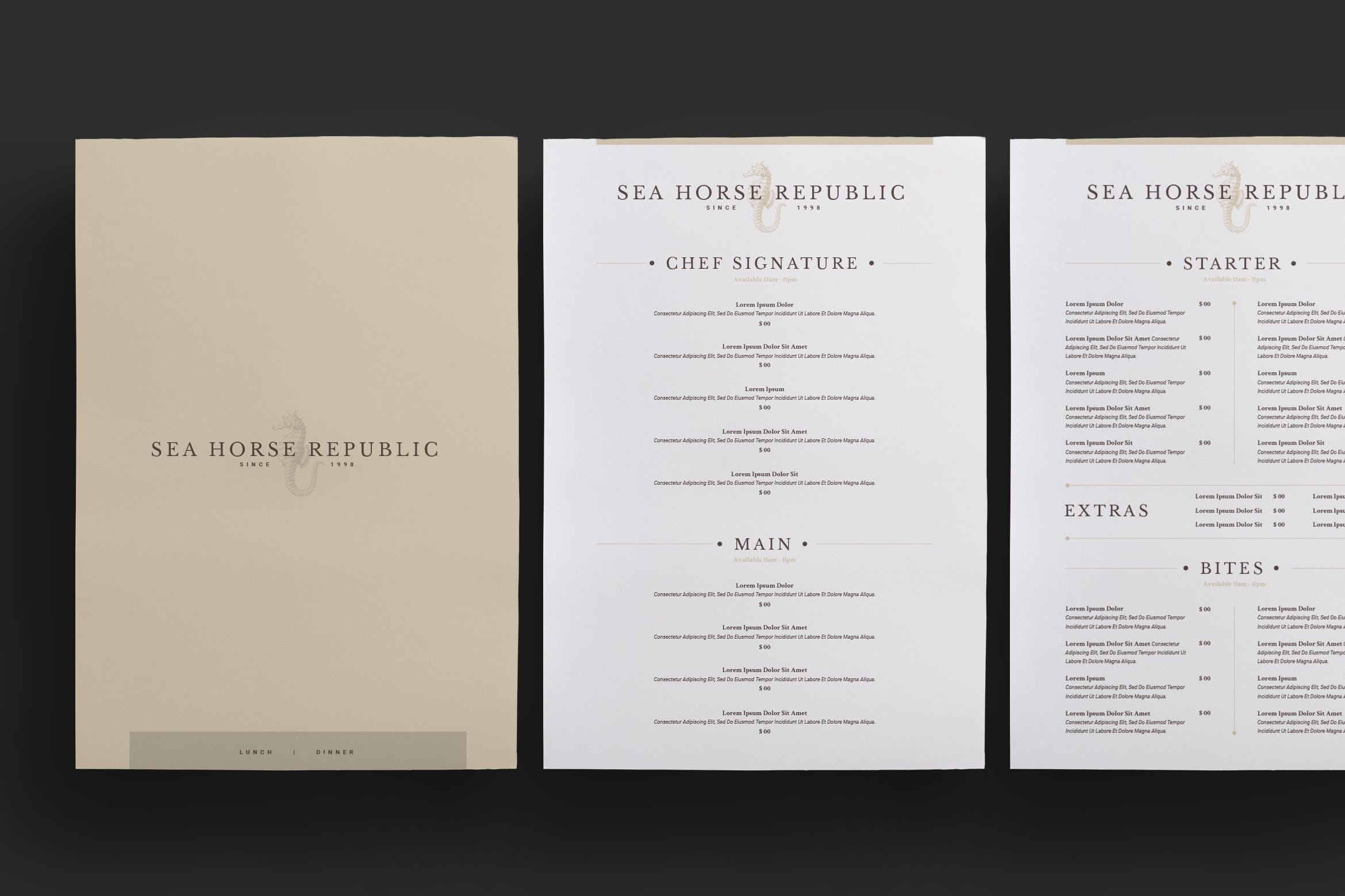 极简规则排版风格西餐厅菜单设计模板 Restaurant Menu插图