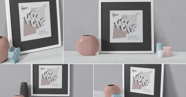 桌面相框照片&amp;艺术作品展示样机素材库精选模板 Perspective Frame Mock Ups