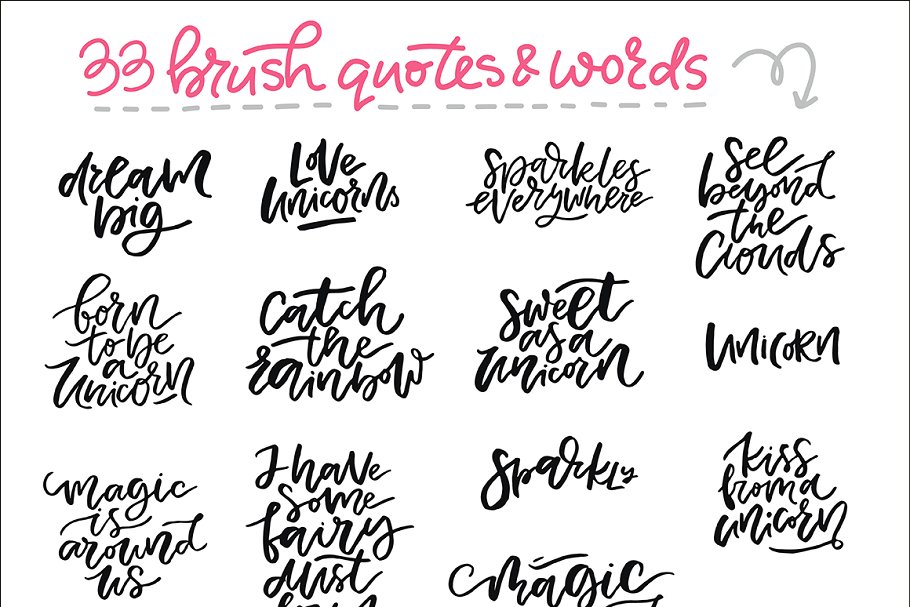 魔术独角兽剪贴图与文字素材 Unicorn Magic: clipart & lettering插图(2)