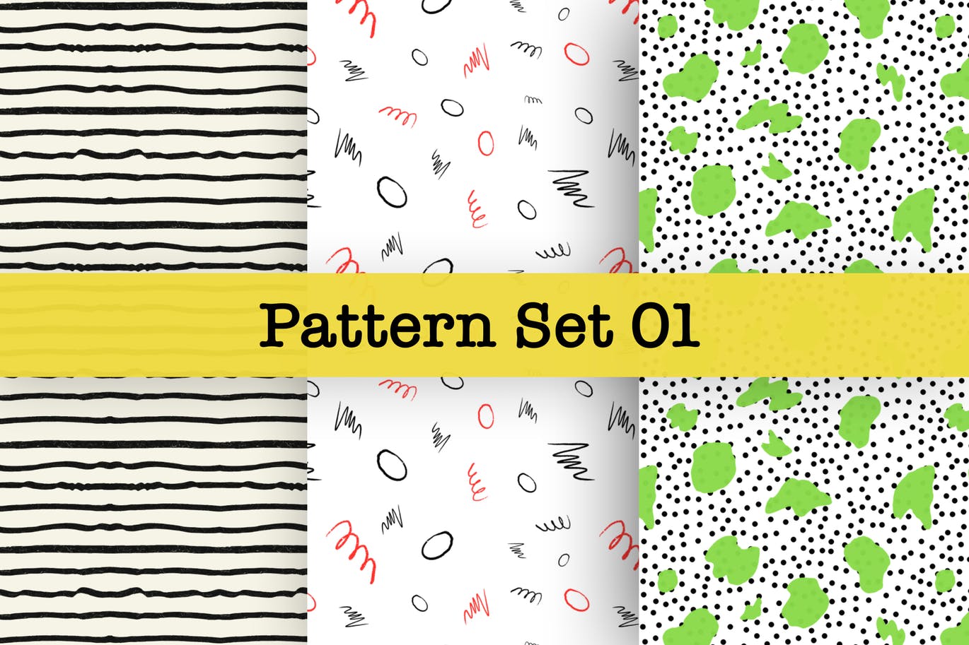 手绘图案矢量图案纹样设计素材v1 Hand-drawn Pattern Set 01插图