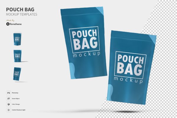 自封袋包装外观设计图素材库精选 Pouch Bag – Mockup FH