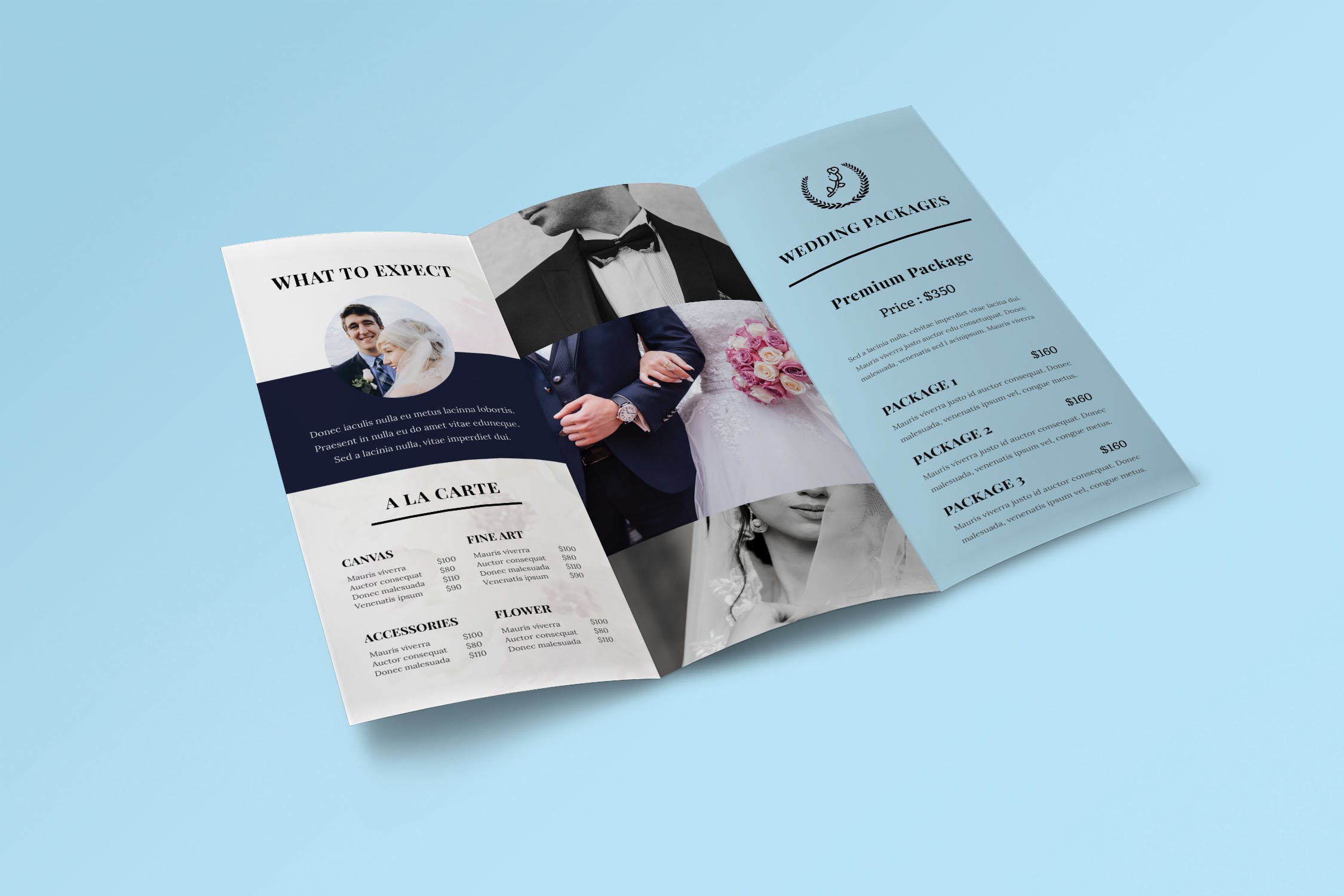 三折页婚礼婚宴策划公司传单设计模板插图(2)