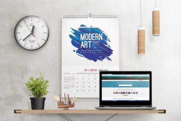 挂墙活页挂历日历样机模板 Wall Calendar Mockups