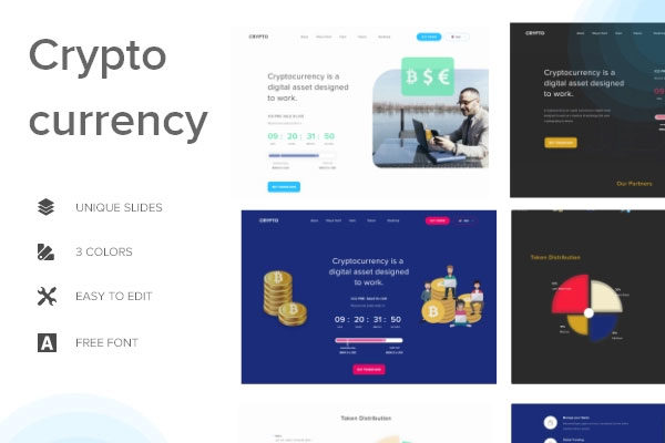 素材库下午茶：新鲜的区块链虚拟币网页模板下载[XD]