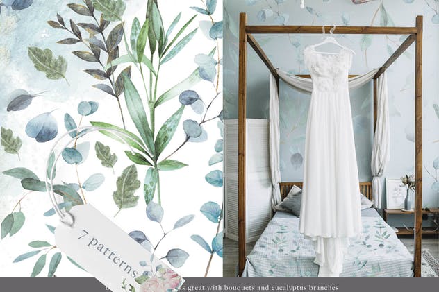 无缝水彩花卉插画纹理 Seamless patterns “Artarian” vol.2.3插图(3)