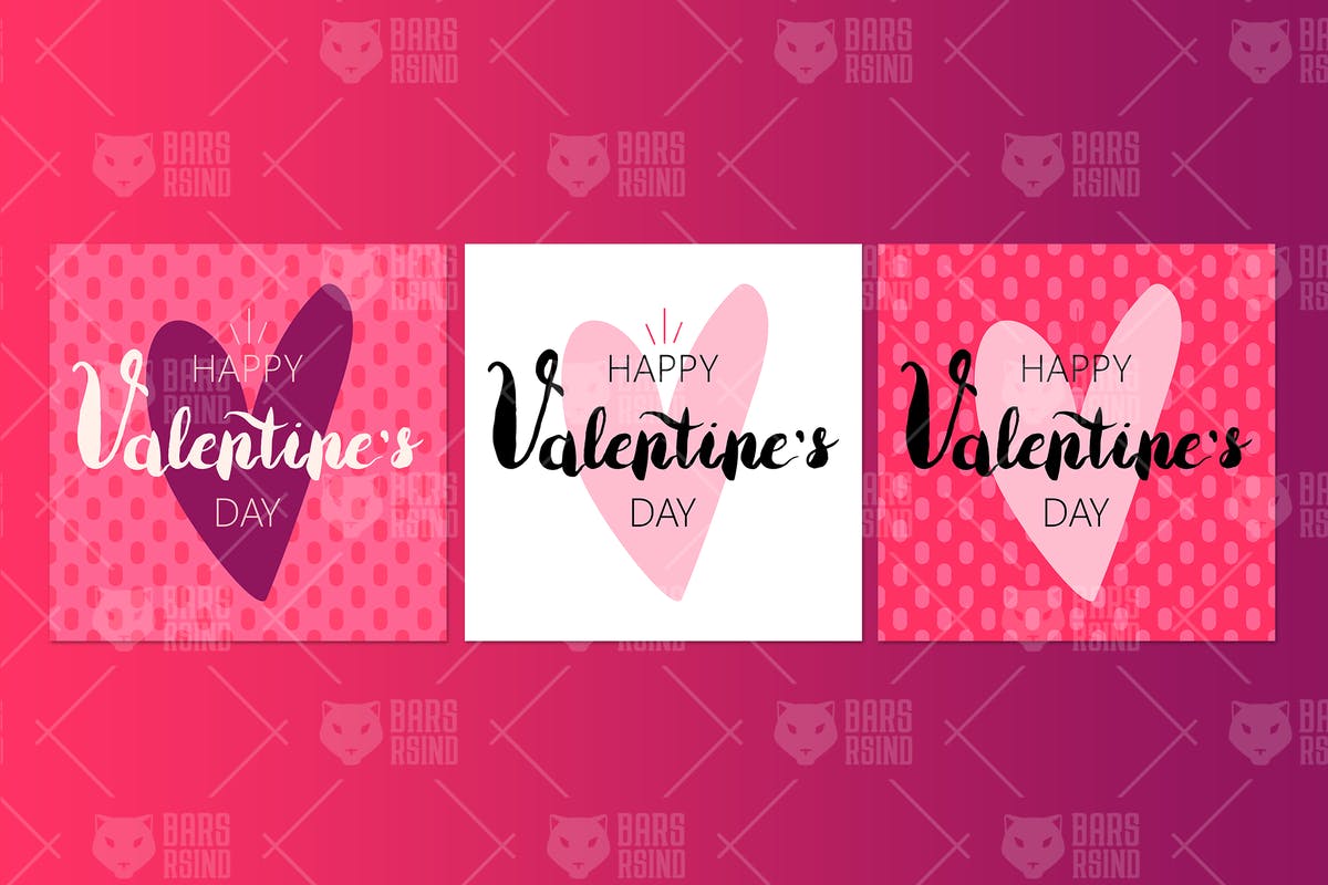 复古情人节主题心形矢量插画 Vintage Valentines插图