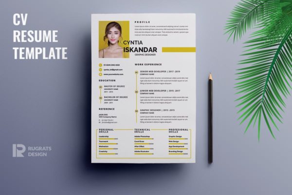 极简主义创意版式设计电子简历模板 Minimalist CV Resume R22 Template