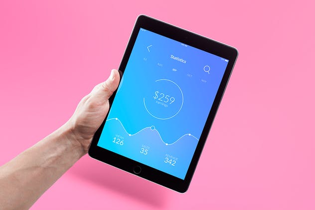 平板电脑APP&网站设计演示样机模板 Isolated Tablet Mock-up插图(5)