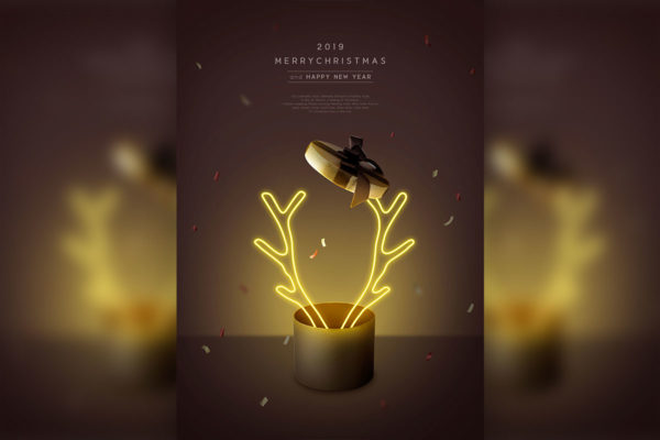 麋鹿角小灯圣诞节活动海报模板