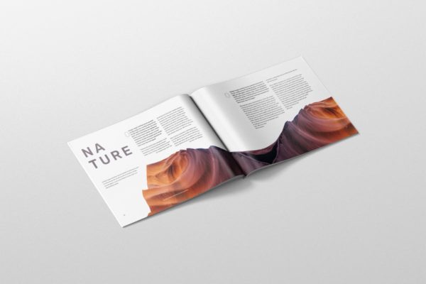 美国信纸规格杂志排版设计样机模板 Magazine Mockup – US Letter Landscape