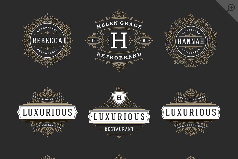 250个复古装饰风格Logo模板 250 ornaments logos & monograms插图(12)