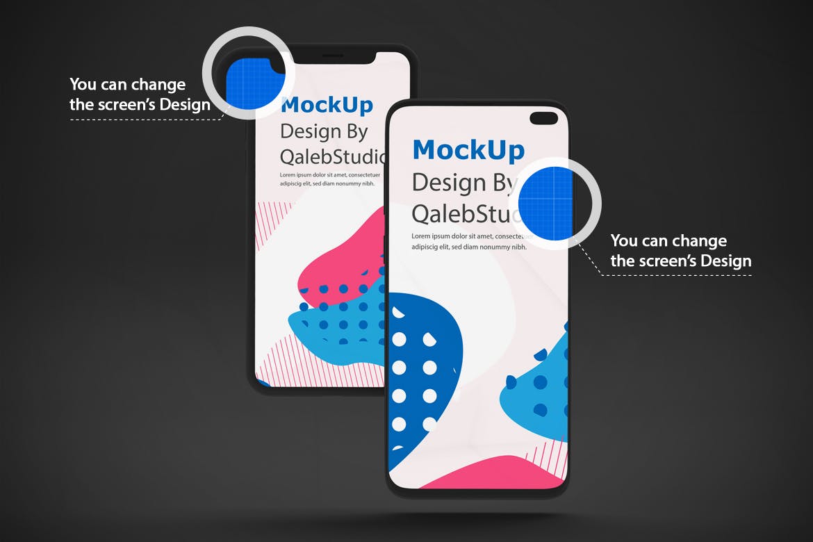 iOS&Android手机应用黑暗模式UI界面设计效果样机 Dark IOS & Android MockUp插图(1)