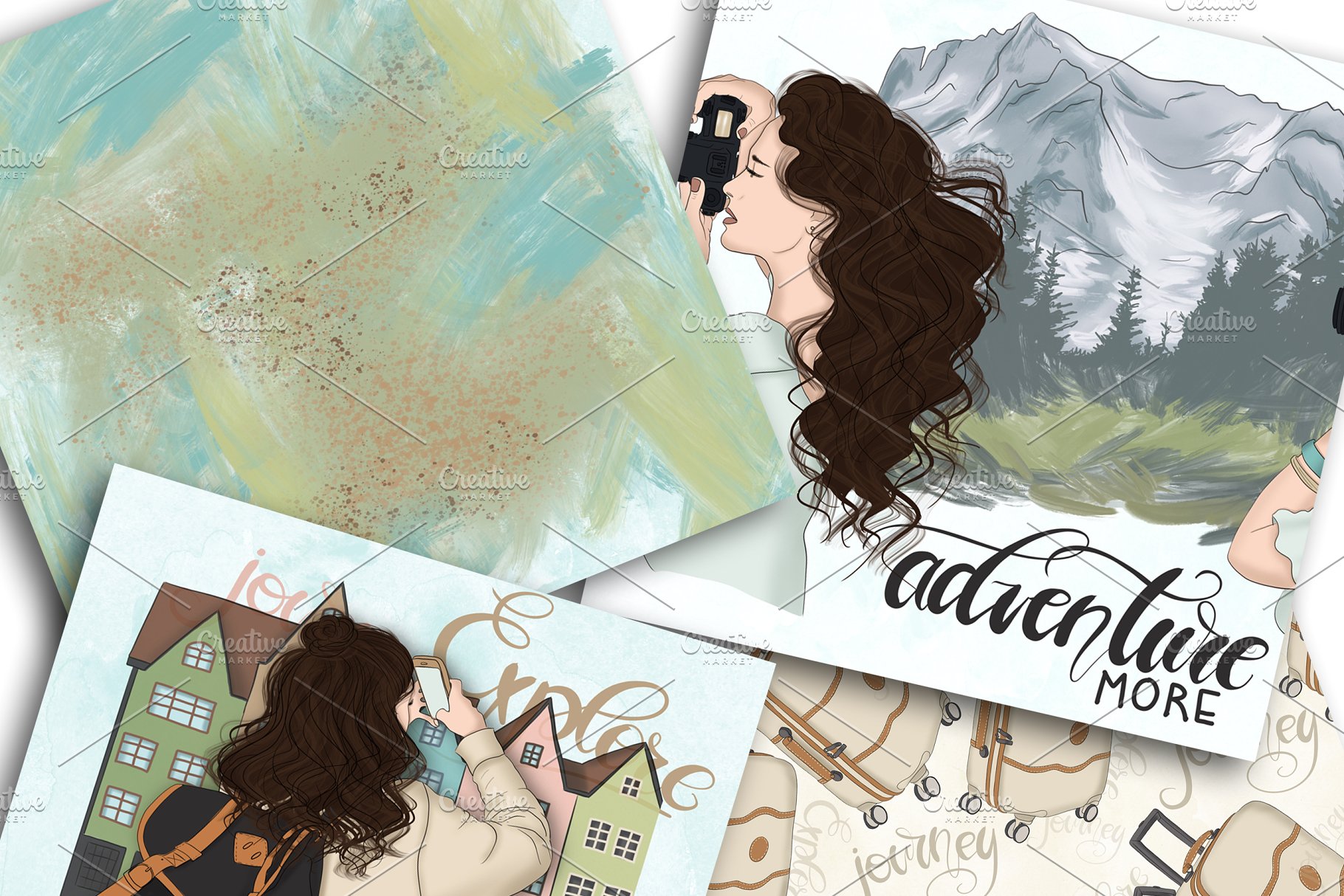 旅行主题手绘设计工具包 Wanderlust Hand Drawn Design Kit插图(5)