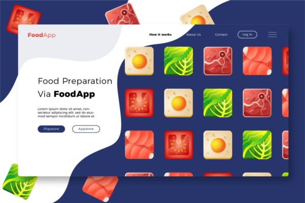 食物烹饪主题网站Banner&amp;着陆页模板 Foodapp – Banner &amp; Landing Page