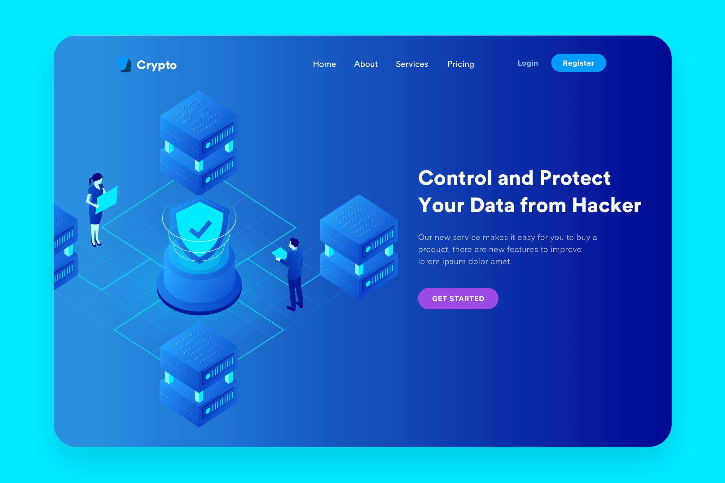数据安全概念主题网站设计矢量插画 Data Security Desktop Header Illustration插图