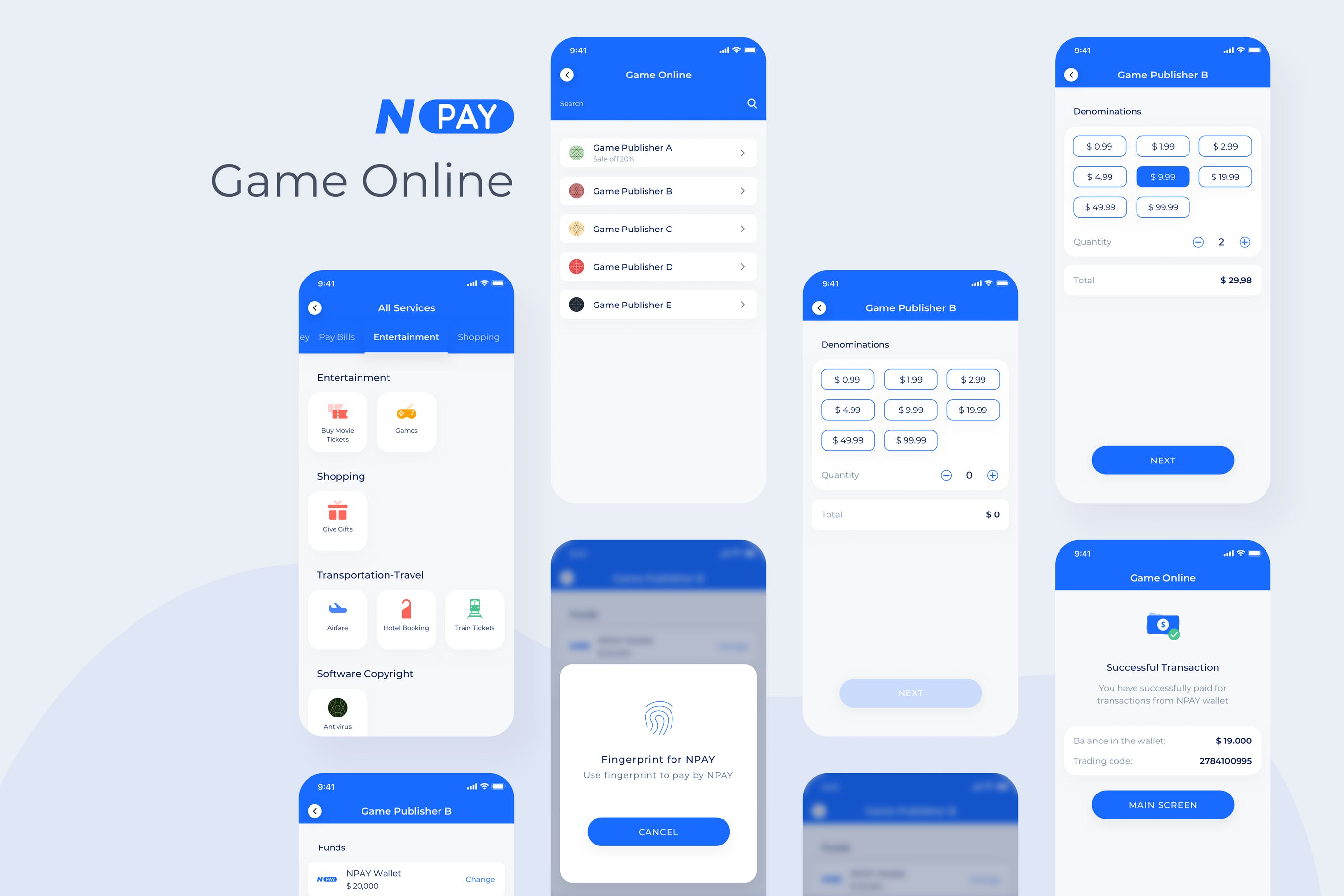电子钱包APP应用UI设计之游戏订阅界面设计模板 Game Online – Wallet Mobile UI – N插图