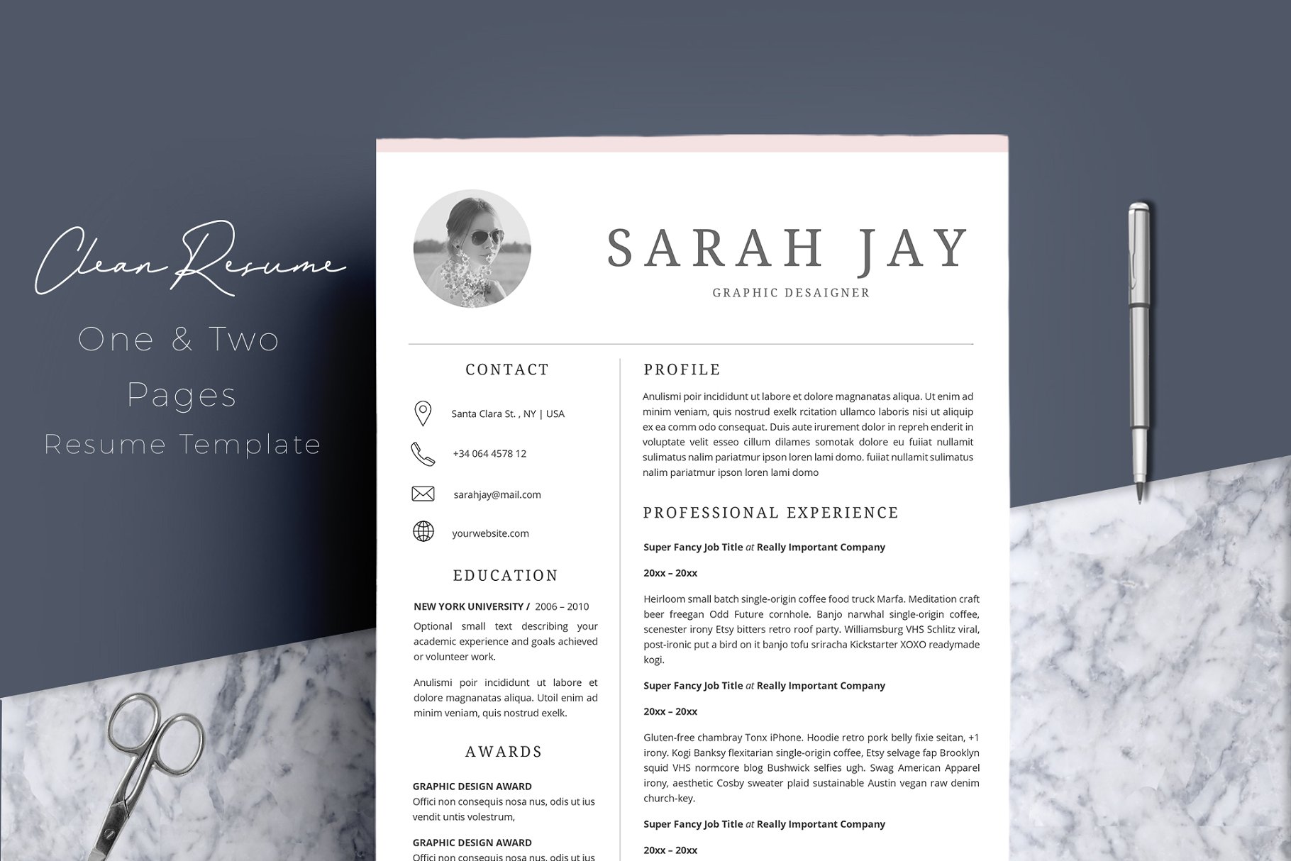 现代简约实用简历模板 Resume Template 4 pages | Clean插图