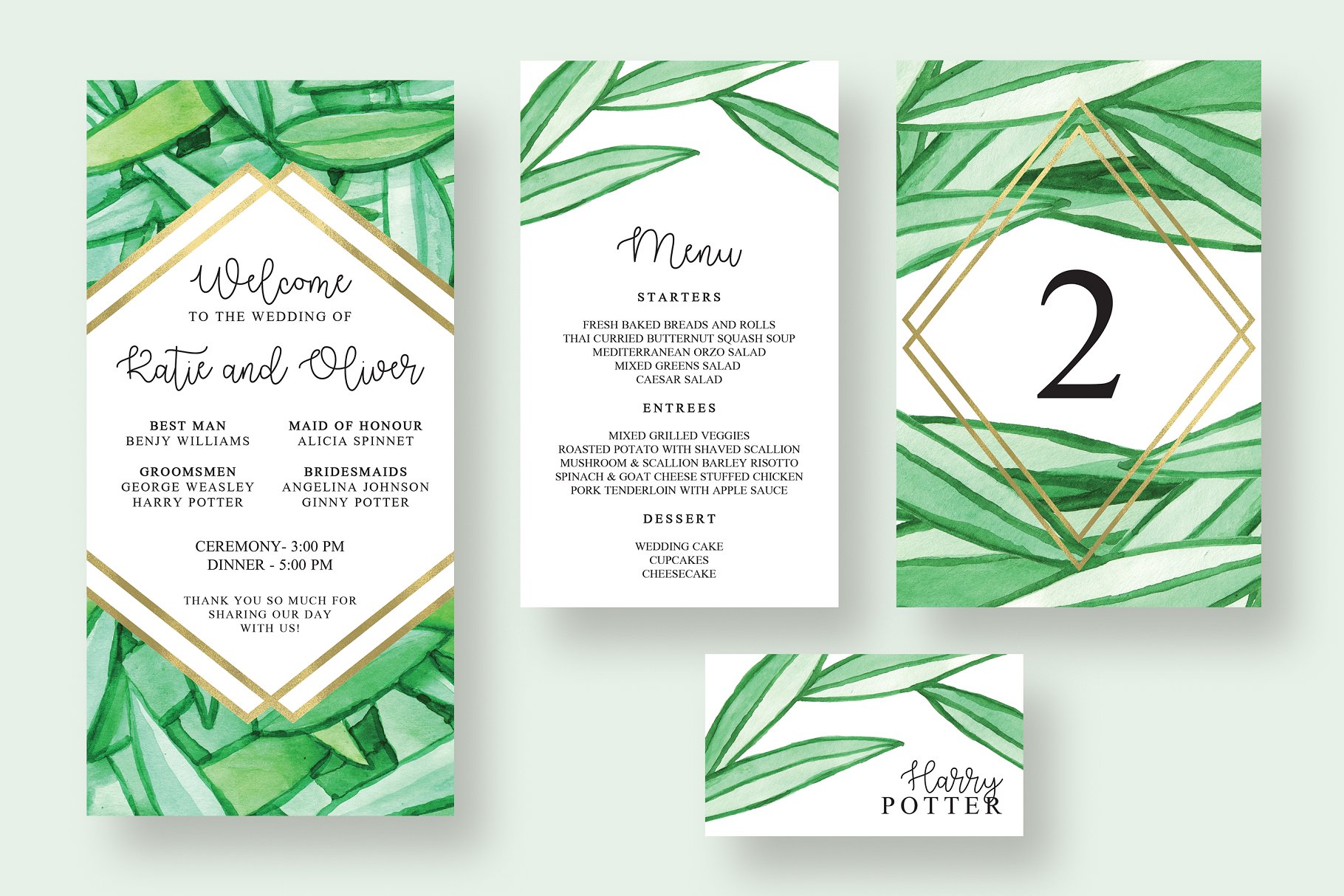 手绘植物图案婚礼邀请物料设计套件 Botanical Wedding Suite插图(3)