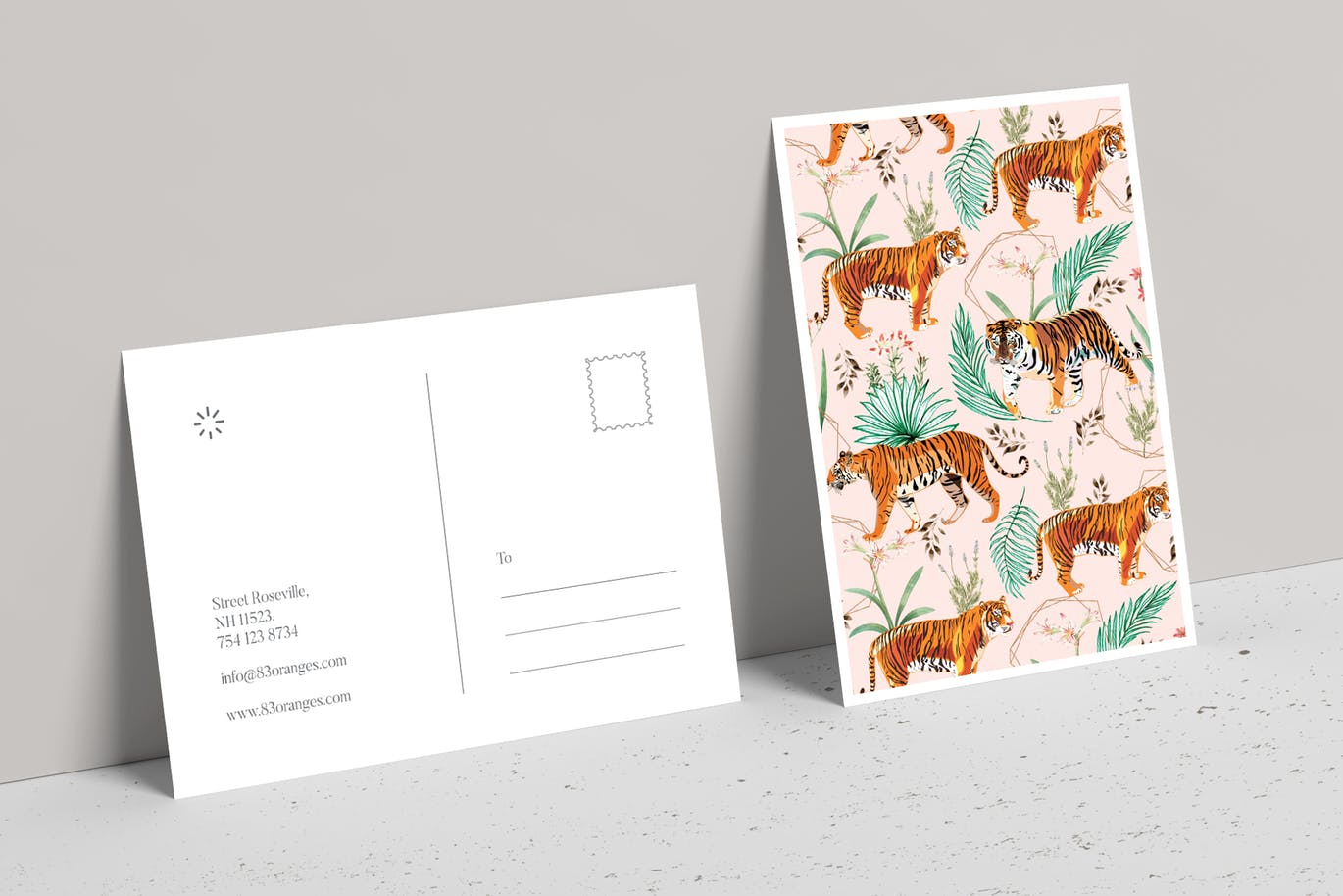 热带植物&亚洲虎水彩艺术办公文具设计套装 Tropical & Tigers Art & Stationary Kit插图(1)