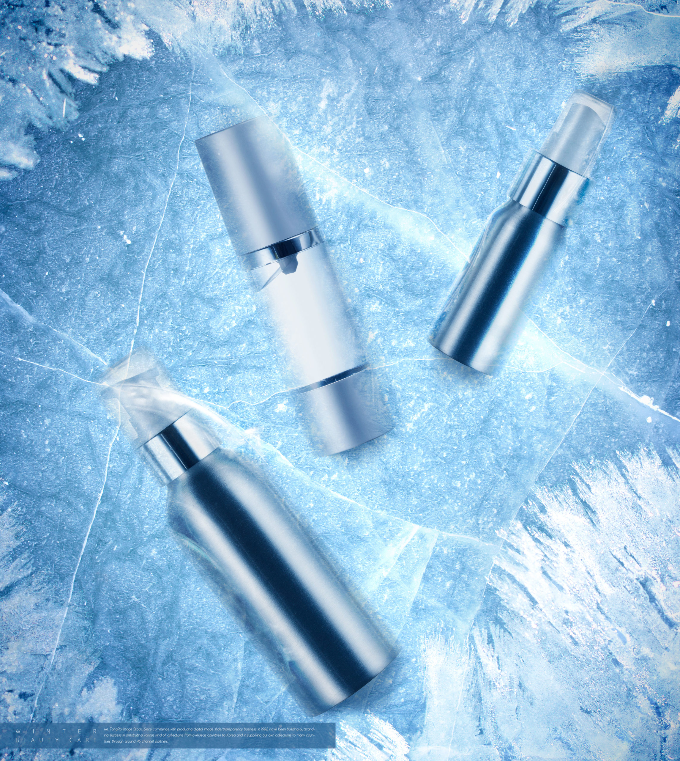雪花背景冬季美容护肤品广告海报模板套装[PSD]插图(5)