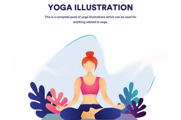个性的瑜伽运动插画风格下载[Ai]