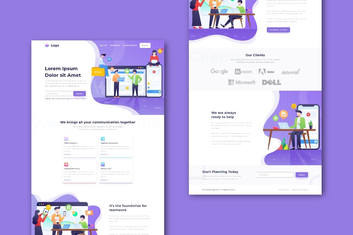 商务沟通/商务洽谈类网站设计XD模板 Business Communication Website (XD Template)插图(1)