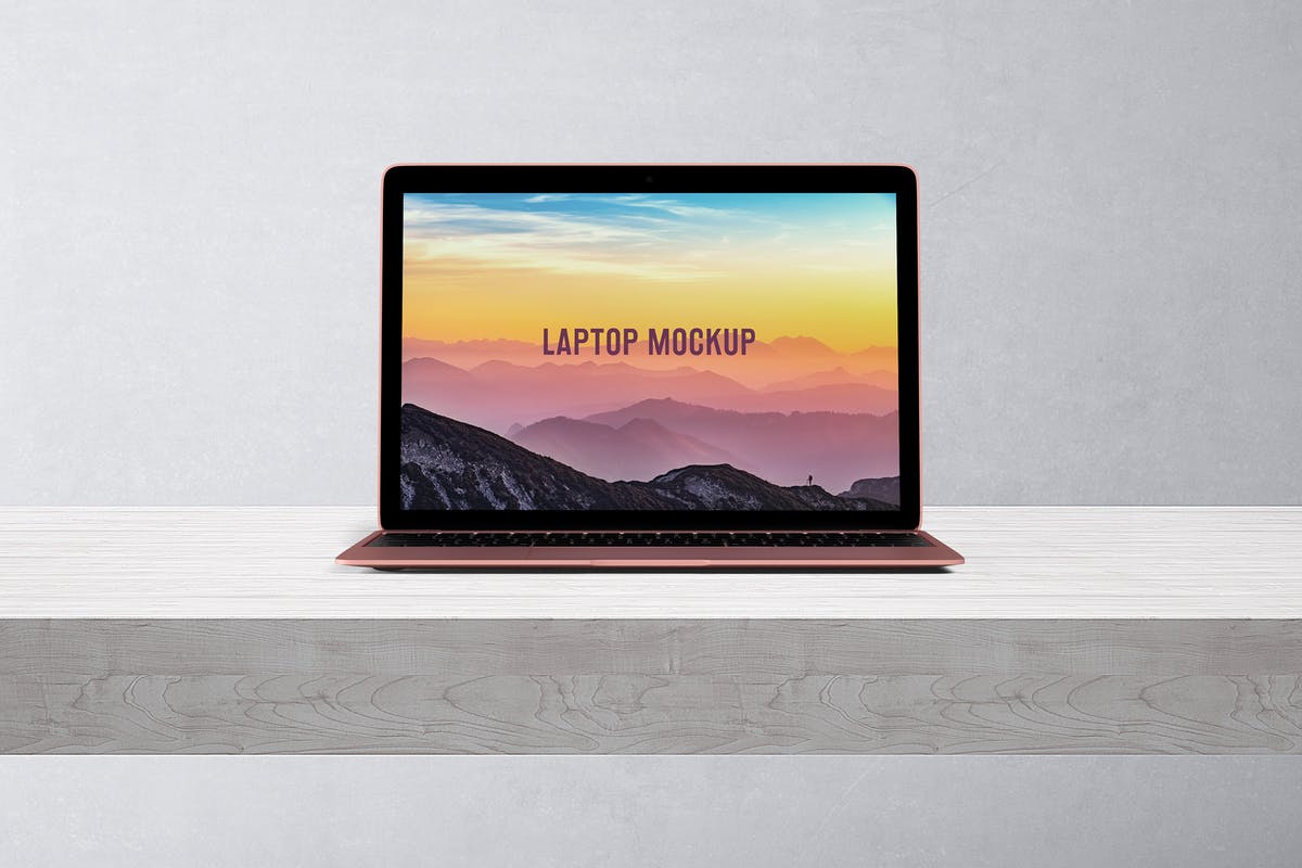 玫瑰金笔记本电脑屏幕预览素材库精选样机模板 14×9 Laptop Screen Mock-Up – Rose Gold插图