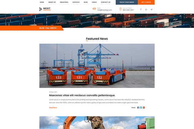 交通运输快递物流公司网站PSD模板 Logistics Transportation Shipping Agency Business插图(9)