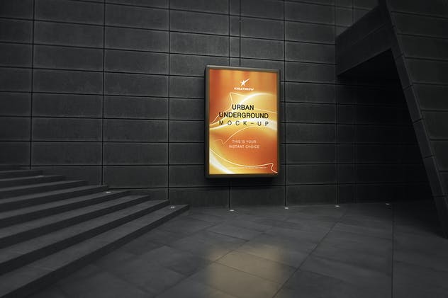 城市地下通道地铁灯箱/广告牌样机 Urban Underground Lightbox / Billboard Mock-Ups插图(1)