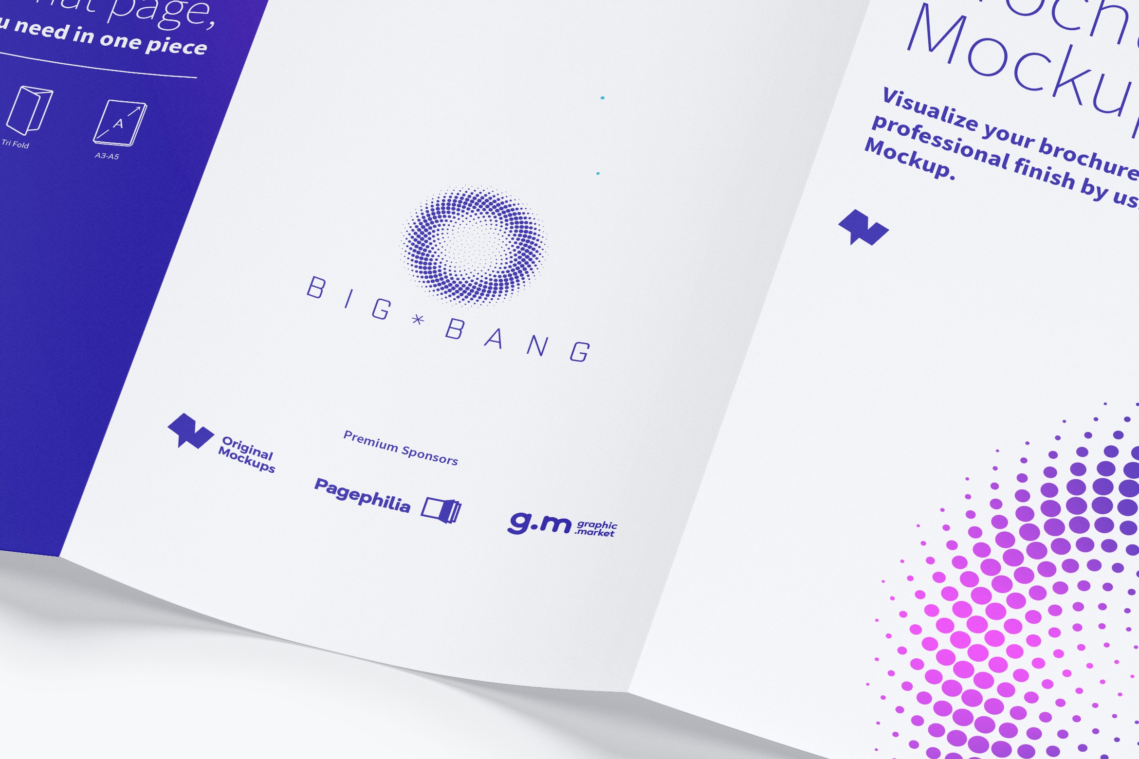 A3尺寸大小三折页企业传单手册设计样机02 A3 Trifold Brochure Mockup 02插图(3)