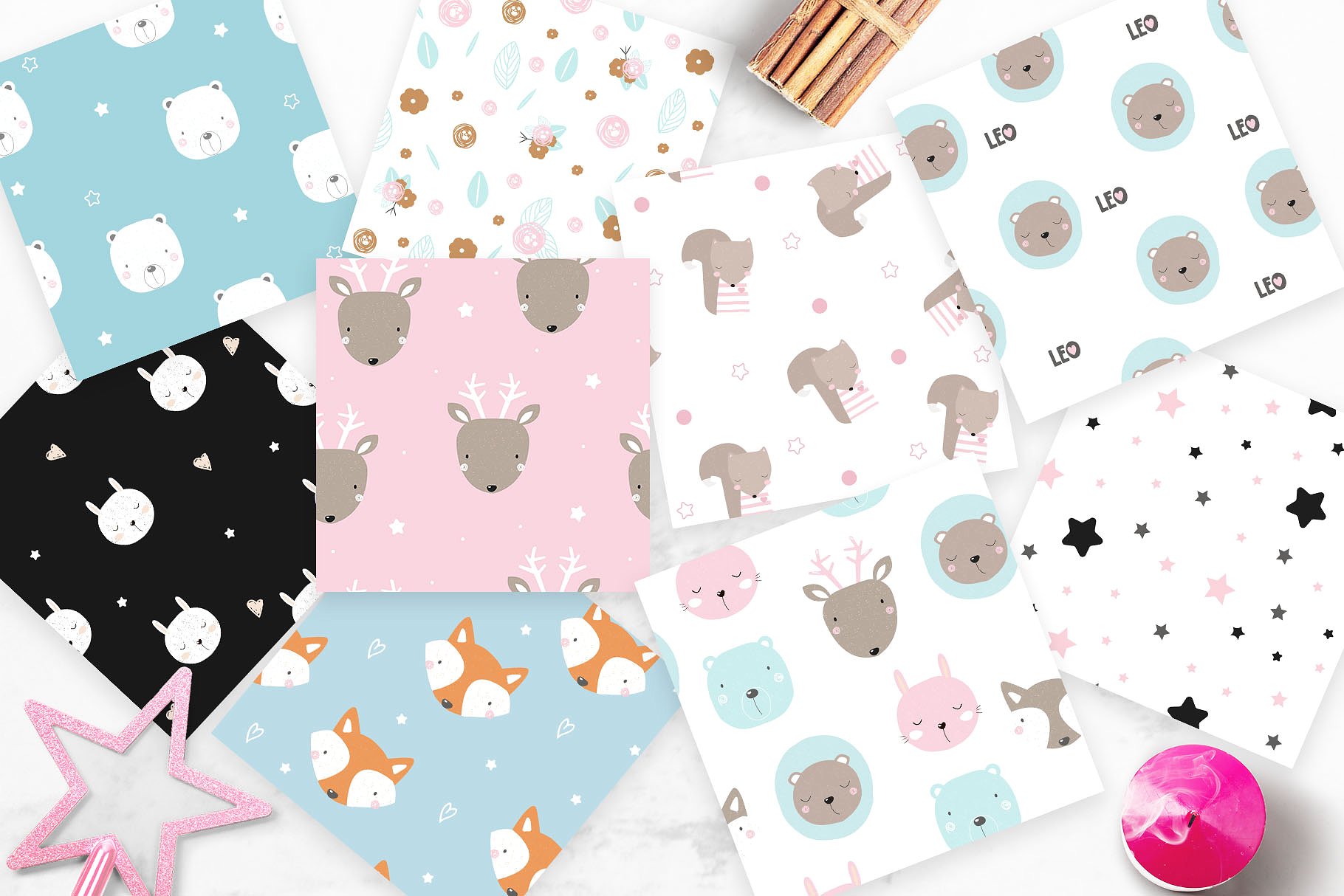 可爱柔和的手绘卡通动物矢量素材合辑下载[ai,eps,png,jpg]插图(1)