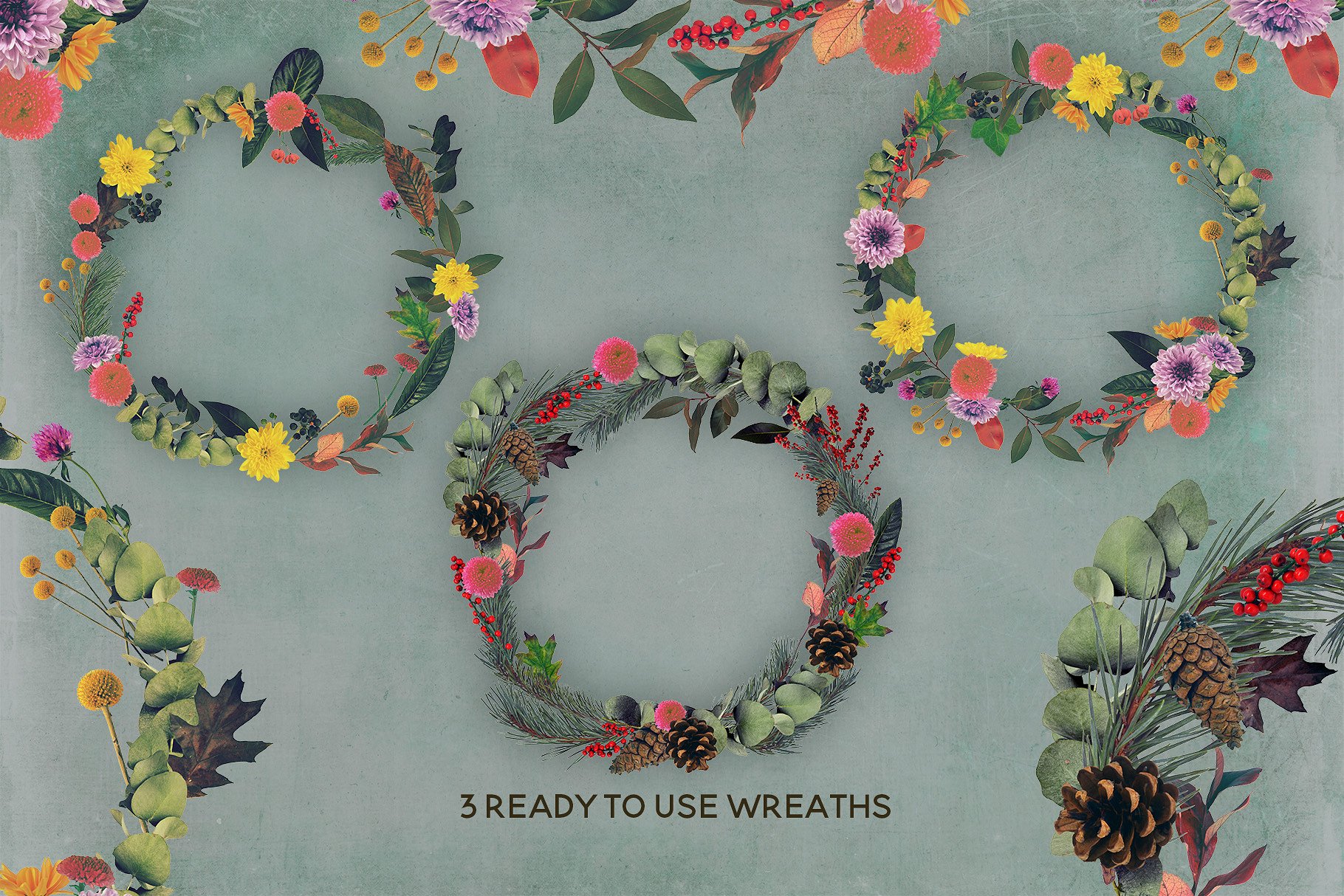 复古风格浪漫花集剪贴画集 Florigen Vintage Style Clip Art Set插图(3)