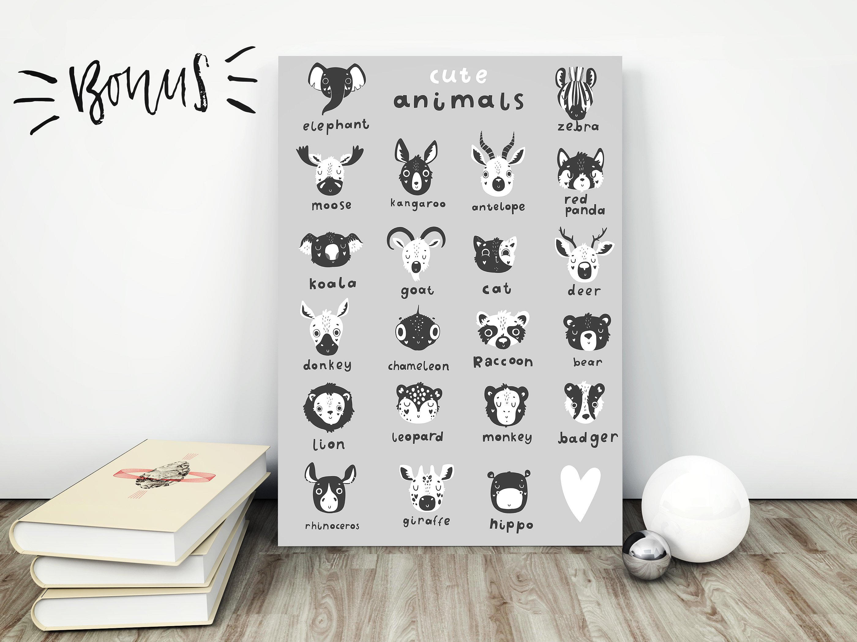 可爱的手绘单色卡通动物插图矢量素材下载[psd,eps,png,jpg]插图(5)