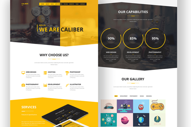 多用途品牌＆企业网站PSD模板素材 Caliber – Creative Multi Purpose PSD Template插图(1)