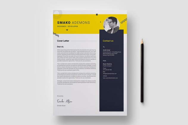 两列排版风格个人求职简历&推荐信二合一模板 Resume Template 40插图(2)