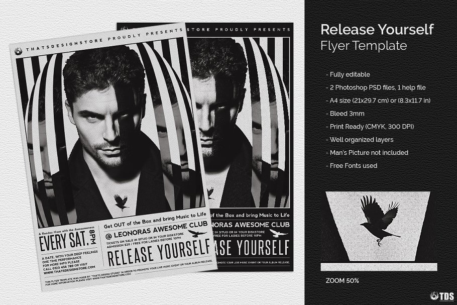 夜店俱乐部狂欢派对传单模板 Release Yourself Flyer PSD插图