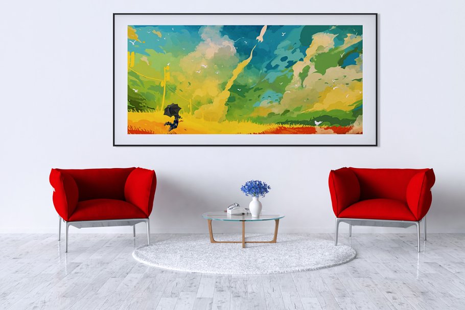 卧室&客厅相框画框样机大合集 10 x Interior Backgrounds 03插图(9)