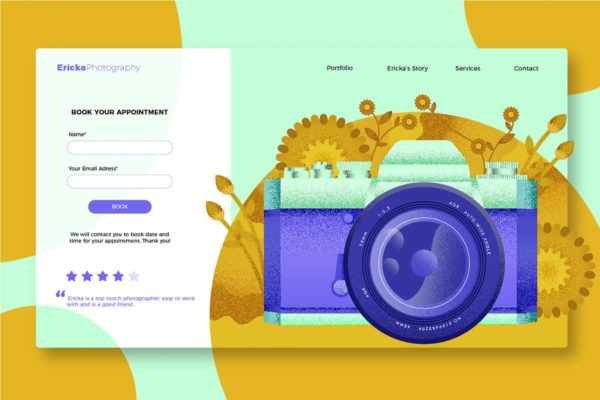 创意摄影创意设计网站着陆页模板 Floral Photography – Banner &amp; Landing Page