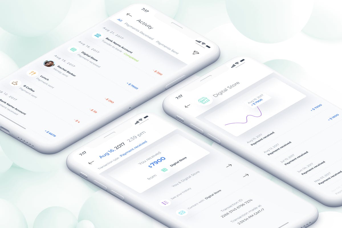 电子钱包APP应用UI套件 Wallet Activity Detail Mobile Ui for IPhoneX插图