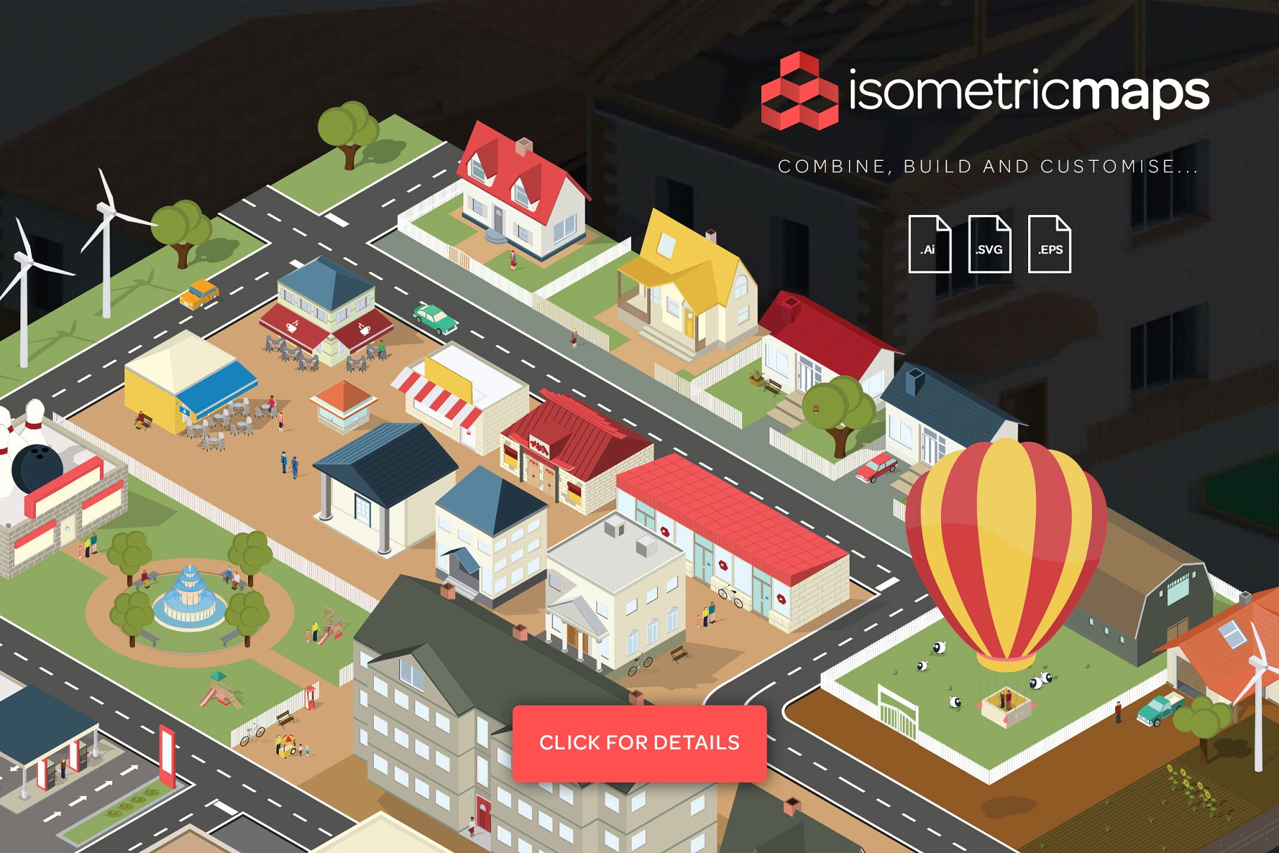 等距城市地图插画生成器 Isometric City Maps Builder插图