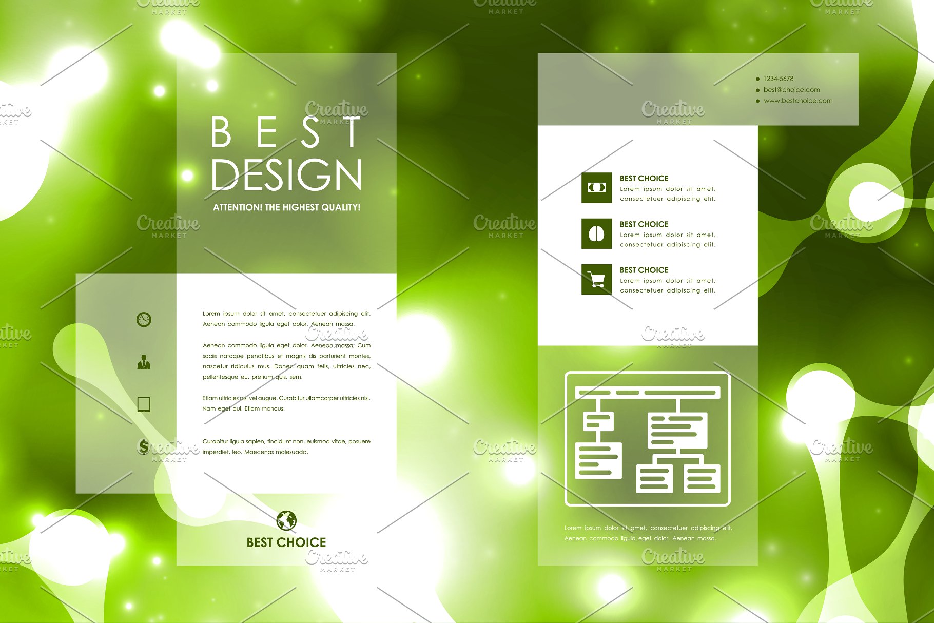 荧光DNA链条抽象图形画册模板 Set of Beautiful Brochures插图(9)