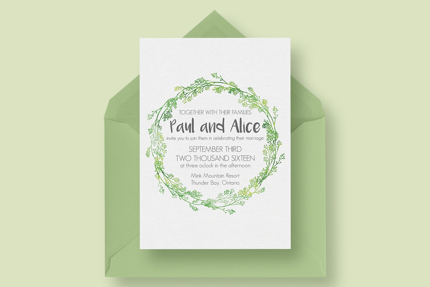 清新文艺的植物花边婚礼邀请函模板套装 Hip Wedding Invitation Suite插图(3)