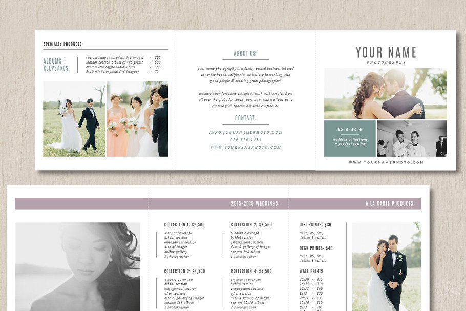 摄影服务套餐设计模板 Photo Marketing Trifold Card插图