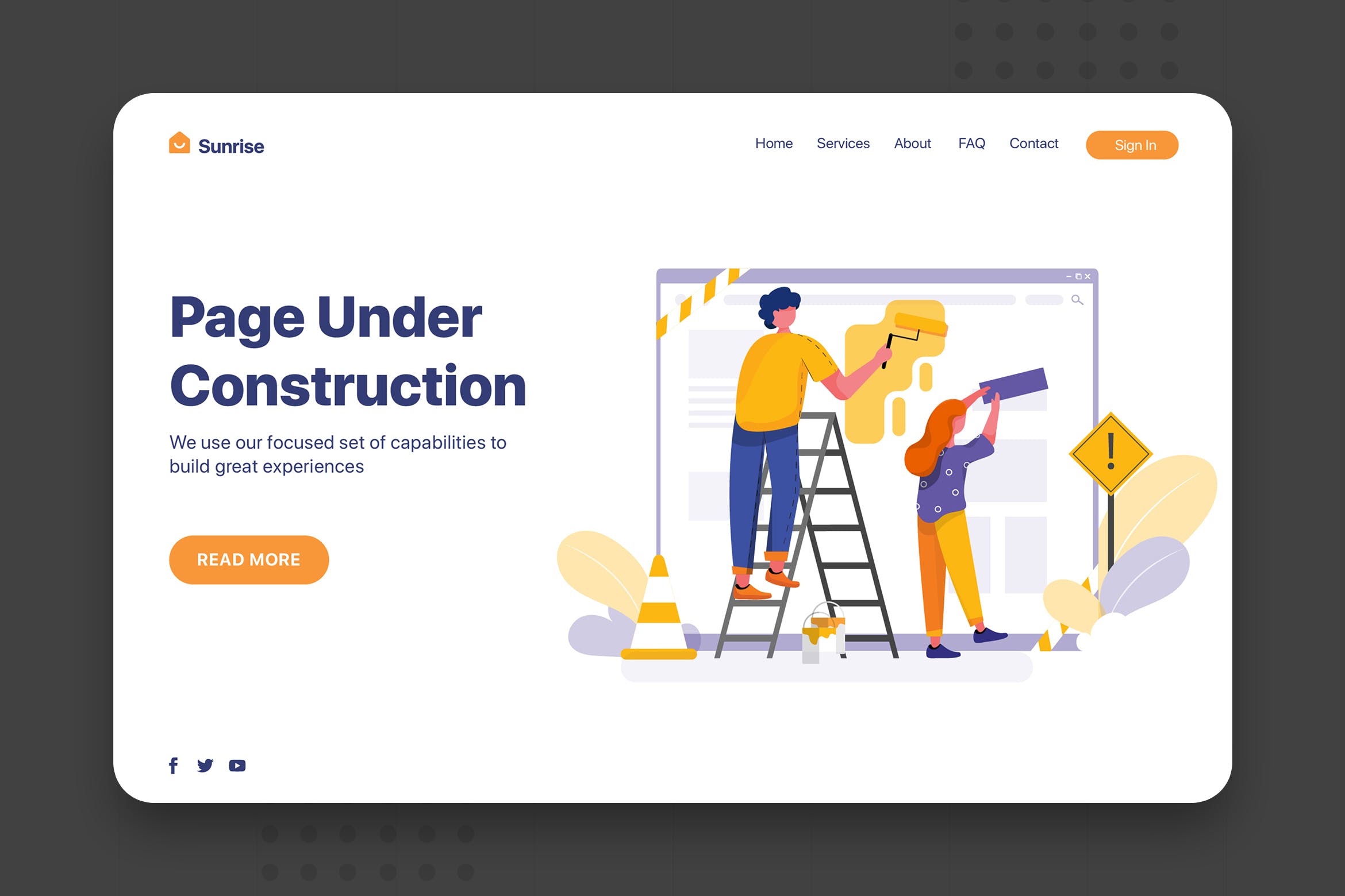 室内装修场景网站设计矢量插画素材 Page Under Construction – Corporate Web Header插图