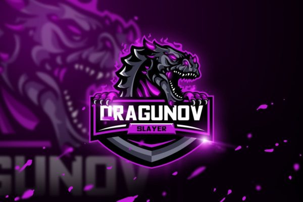 德拉古诺夫杀手电子竞技游戏战队队徽Logo模板 Dragunov Slayer – Mascot &amp; Esport Logo