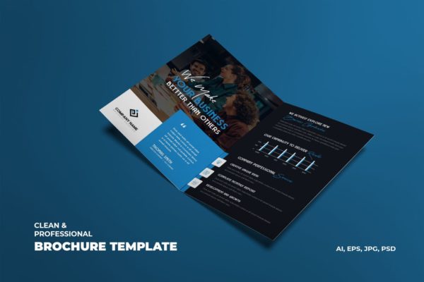商业公司对折宣传单设计模板 Creative Business &amp; Corporate Brochure Template